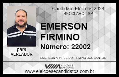 Candidato EMERSON FIRMINO 2024 - RIO CLARO - Eleições