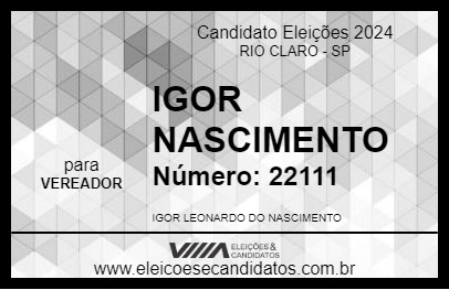 Candidato IGOR NASCIMENTO 2024 - RIO CLARO - Eleições