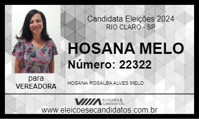 Candidato HOSANA MELO 2024 - RIO CLARO - Eleições