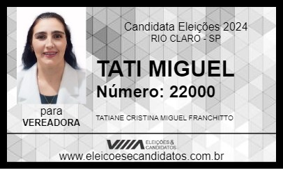 Candidato TATI MIGUEL 2024 - RIO CLARO - Eleições