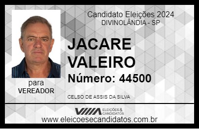 Candidato JACARE VALEIRO 2024 - DIVINOLÂNDIA - Eleições