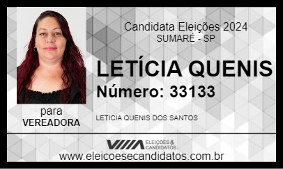 Candidato LETÍCIA QUENIS 2024 - SUMARÉ - Eleições