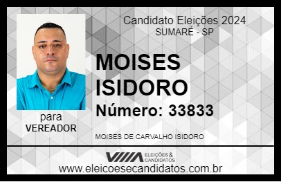 Candidato MOISES ISIDORO 2024 - SUMARÉ - Eleições