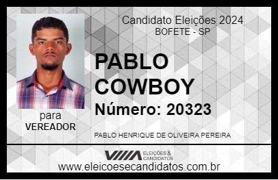 Candidato PABLO COWBOY 2024 - BOFETE - Eleições