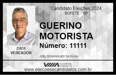 Candidato GUERINO MOTORISTA 2024 - BOFETE - Eleições