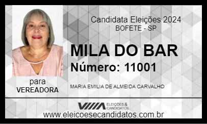 Candidato MILA DO BAR 2024 - BOFETE - Eleições