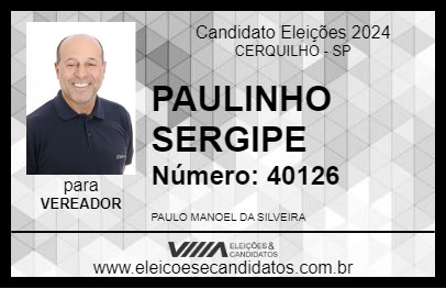 Candidato PAULINHO SERGIPE 2024 - CERQUILHO - Eleições