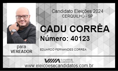 Candidato CADU CORRÊA 2024 - CERQUILHO - Eleições