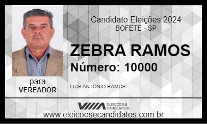 Candidato ZEBRA RAMOS 2024 - BOFETE - Eleições