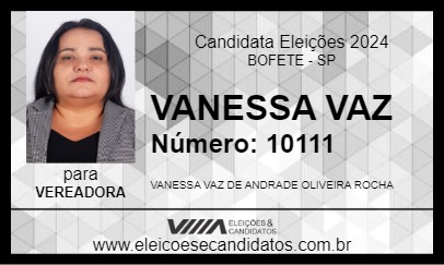 Candidato VANESSA VAZ 2024 - BOFETE - Eleições