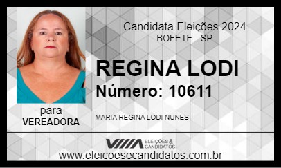 Candidato REGINA LODI 2024 - BOFETE - Eleições