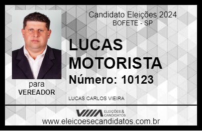 Candidato LUCAS MOTORISTA 2024 - BOFETE - Eleições