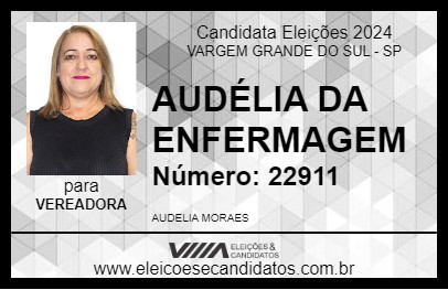 Candidato AUDÉLIA DA ENFERMAGEM 2024 - VARGEM GRANDE DO SUL - Eleições