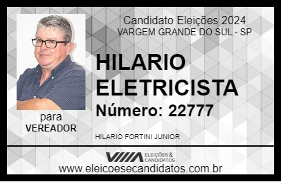 Candidato HILARIO ELETRICISTA 2024 - VARGEM GRANDE DO SUL - Eleições