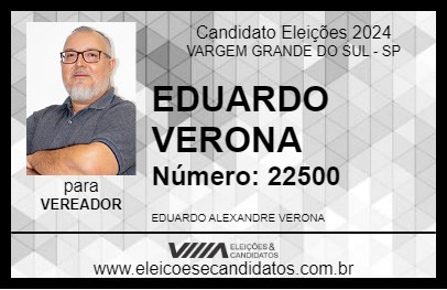 Candidato EDUARDO VERONA 2024 - VARGEM GRANDE DO SUL - Eleições