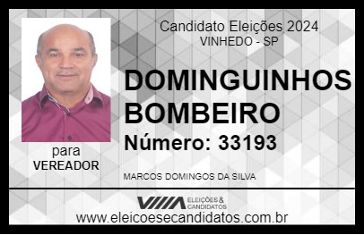 Candidato DOMINGUINHOS BOMBEIRO 2024 - VINHEDO - Eleições