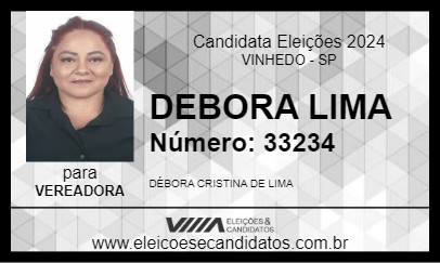 Candidato DEBORA LIMA 2024 - VINHEDO - Eleições