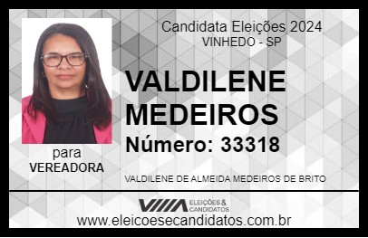 Candidato VALDILENE MEDEIROS 2024 - VINHEDO - Eleições