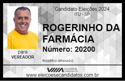 Candidato ROGERINHO DA FARMÁCIA 2024 - ITU - Eleições