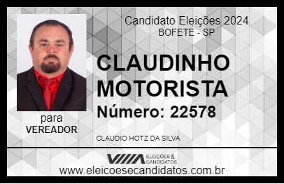 Candidato CLAUDINHO MOTORISTA 2024 - BOFETE - Eleições