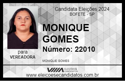 Candidato MONIQUE GOMES 2024 - BOFETE - Eleições