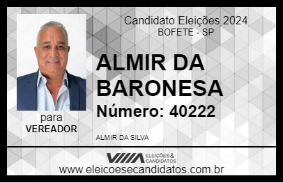 Candidato ALMIR DA BARONESA 2024 - BOFETE - Eleições