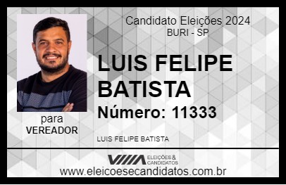 Candidato LUIS FELIPE BATISTA 2024 - BURI - Eleições