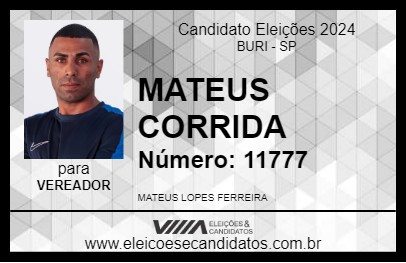 Candidato MATEUS CORRIDA 2024 - BURI - Eleições