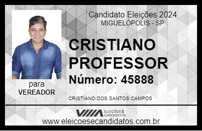 Candidato CRISTIANO PROFESSOR 2024 - MIGUELÓPOLIS - Eleições