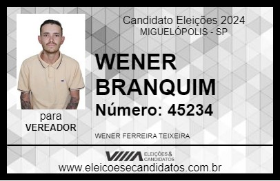 Candidato WENER BRANQUIM 2024 - MIGUELÓPOLIS - Eleições