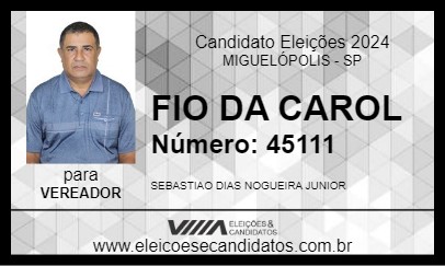 Candidato FIO DA CAROL 2024 - MIGUELÓPOLIS - Eleições