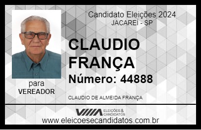 Candidato CLAUDIO FRANÇA 2024 - JACAREÍ - Eleições