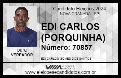 Candidato EDI CARLOS (PORQUINHA) 2024 - NOVA GRANADA - Eleições