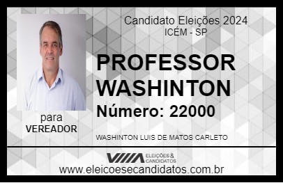 Candidato PROFESSOR WASHINTON 2024 - ICÉM - Eleições