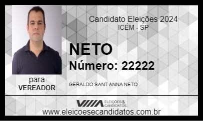 Candidato NETO 2024 - ICÉM - Eleições