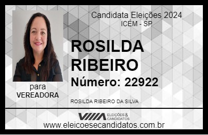 Candidato ROSILDA RIBEIRO 2024 - ICÉM - Eleições