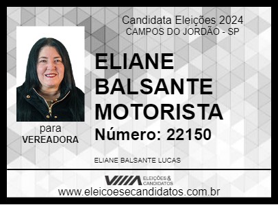 Candidato ELIANE BALSANTE MOTORISTA 2024 - CAMPOS DO JORDÃO - Eleições