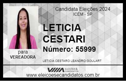 Candidato LETICIA CESTARO 2024 - ICÉM - Eleições