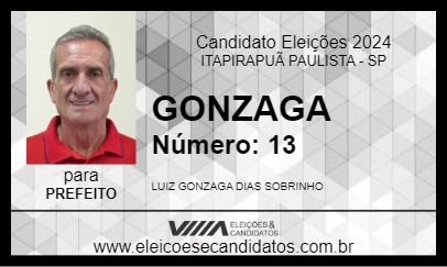 Candidato GONZAGA 2024 - ITAPIRAPUÃ PAULISTA - Eleições