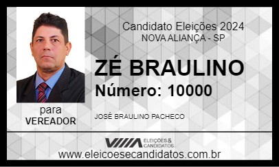 Candidato ZÉ BRAULINO 2024 - NOVA ALIANÇA - Eleições