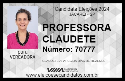 Candidato PROFESSORA CLAUDETE 2024 - JACAREÍ - Eleições