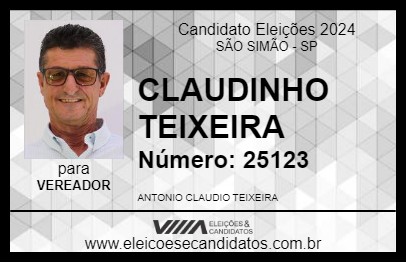 Candidato CLAUDINHO TEIXEIRA  2024 - SÃO SIMÃO - Eleições