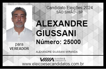 Candidato ALEXANDRE GIUSSANI 2024 - SÃO SIMÃO - Eleições