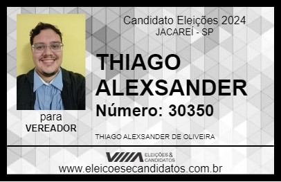 Candidato THIAGO ALEXSANDER 2024 - JACAREÍ - Eleições