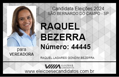 Candidato RAQUEL BEZERRA 2024 - SÃO BERNARDO DO CAMPO - Eleições