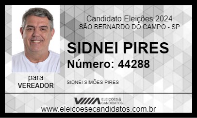 Candidato SIDNEI PIRES 2024 - SÃO BERNARDO DO CAMPO - Eleições