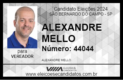 Candidato ALEXANDRE MELLO 2024 - SÃO BERNARDO DO CAMPO - Eleições