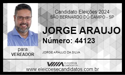 Candidato JORGE ARAUJO 2024 - SÃO BERNARDO DO CAMPO - Eleições