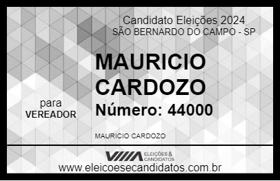 Candidato MAURICIO CARDOZO 2024 - SÃO BERNARDO DO CAMPO - Eleições