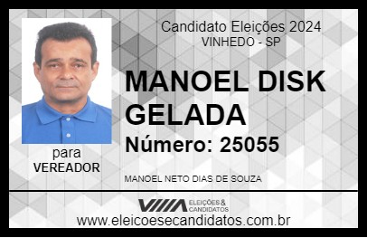 Candidato MANOEL DISK GELADA 2024 - VINHEDO - Eleições